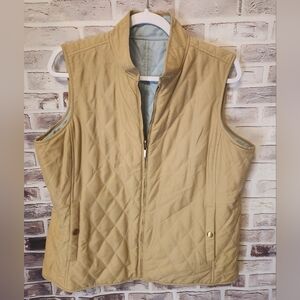 Lauren Ralph Lauren Reversible Tan Blue Quilted Vest Size Large